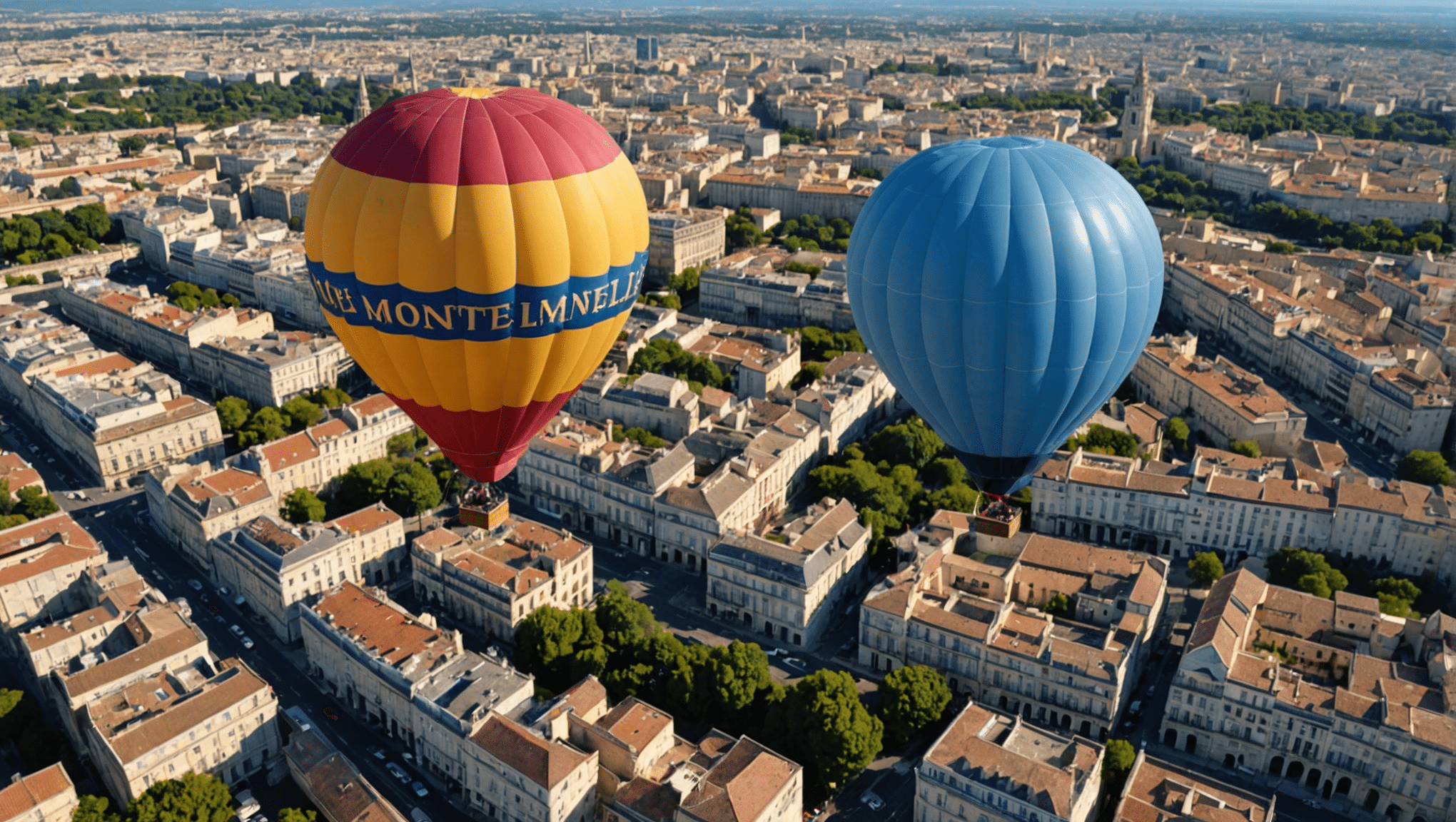 plongez dans l'insolite de montpellier en prenant de la hauteur à bord d'une montgolfière pour un voyage inoubliable.