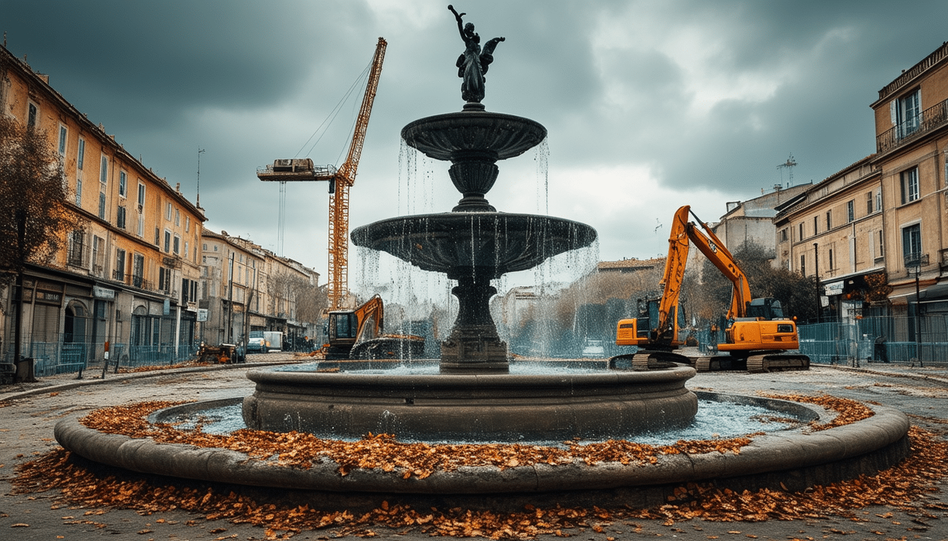 découvrez notre vidéo qui retrace la fin d'une ère à montpellier avec la disparition de la célèbre fontaine ronde de la préfecture, remplacée par un chantier de démolition. un témoignage émouvant sur ce symbole emblématique de la ville.