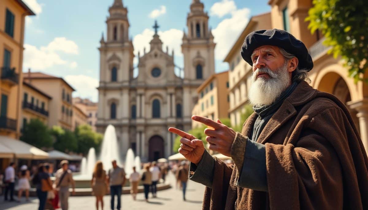 plongez dans l'histoire fascinante de montpellier avec un guide-acteur unique qui incarne nostradamus. découvrez les secrets de la ville à travers ses prédictions et anecdotes étonnantes, pour une expérience inoubliable au cœur de cette cité riche en culture et en mystère.