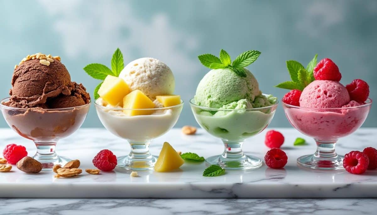 découvrez nos 4 délices glacés vegan offrant une fraîcheur légère et irrésistible. parfaits pour vous rafraîchir tout en savourant des ingrédients naturels, ces desserts sont une alternative saine et gourmande pour tous les amateurs de glaces.