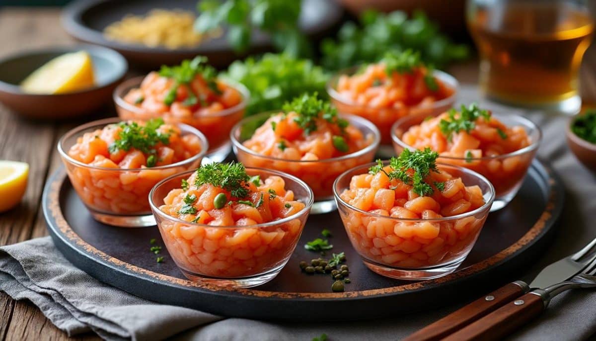 découvrez notre sélection de 7 délicieuses recettes de tartare de saumon, un plat raffiné qui saura épater vos invités. faciles à réaliser, ces recettes allient fraîcheur et saveurs pour une expérience culinaire inoubliable.