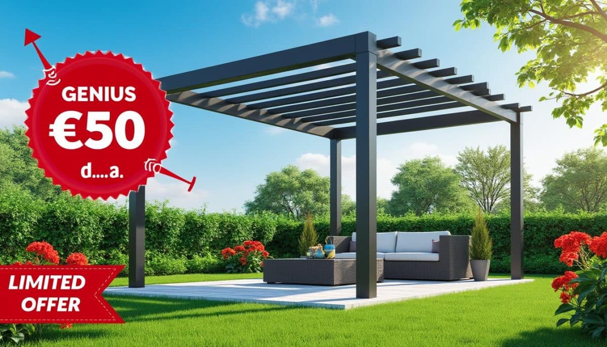 découvrez notre pergola innovante à seulement 50€, conçue pour offrir une ombre agréable toute la journée. transformez votre espace extérieur en un havre de paix tout en bénéficiant d'un excellent rapport qualité-prix.