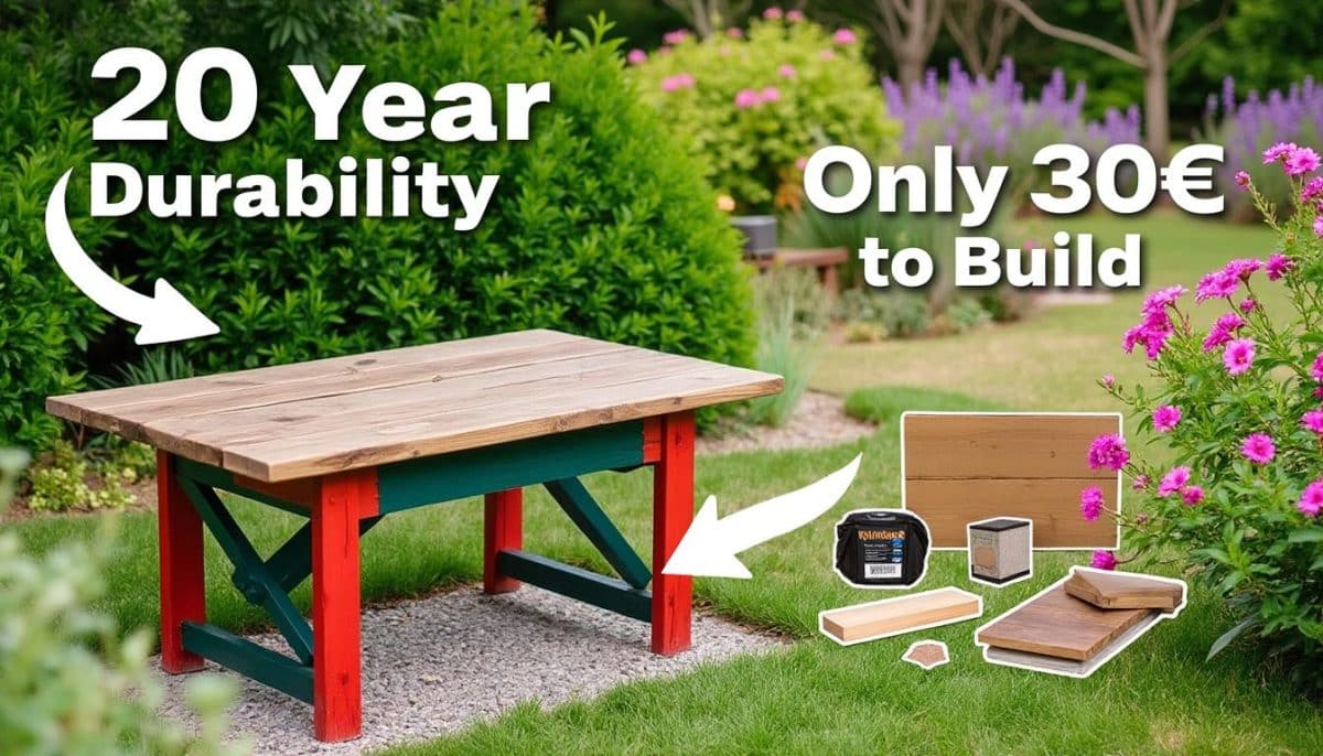 découvrez comment fabriquer une table de jardin diy qui allie durabilité et économie. résistante jusqu'à 20 ans, cette table ne vous coûtera que 30€. parfait pour embellir votre extérieur sans vous ruiner !
