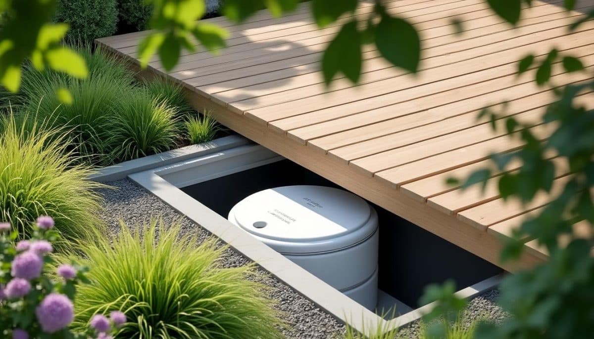 découvrez notre récupérateur d'eau innovant, un système discret qui s'intègre parfaitement sous votre terrasse et stocke jusqu'à 2000 litres d'eau. idéal pour allier écologie et praticité, il vous permet de profiter d'une source d'eau gratuite pour l'entretien de votre jardin et d'autres usages.