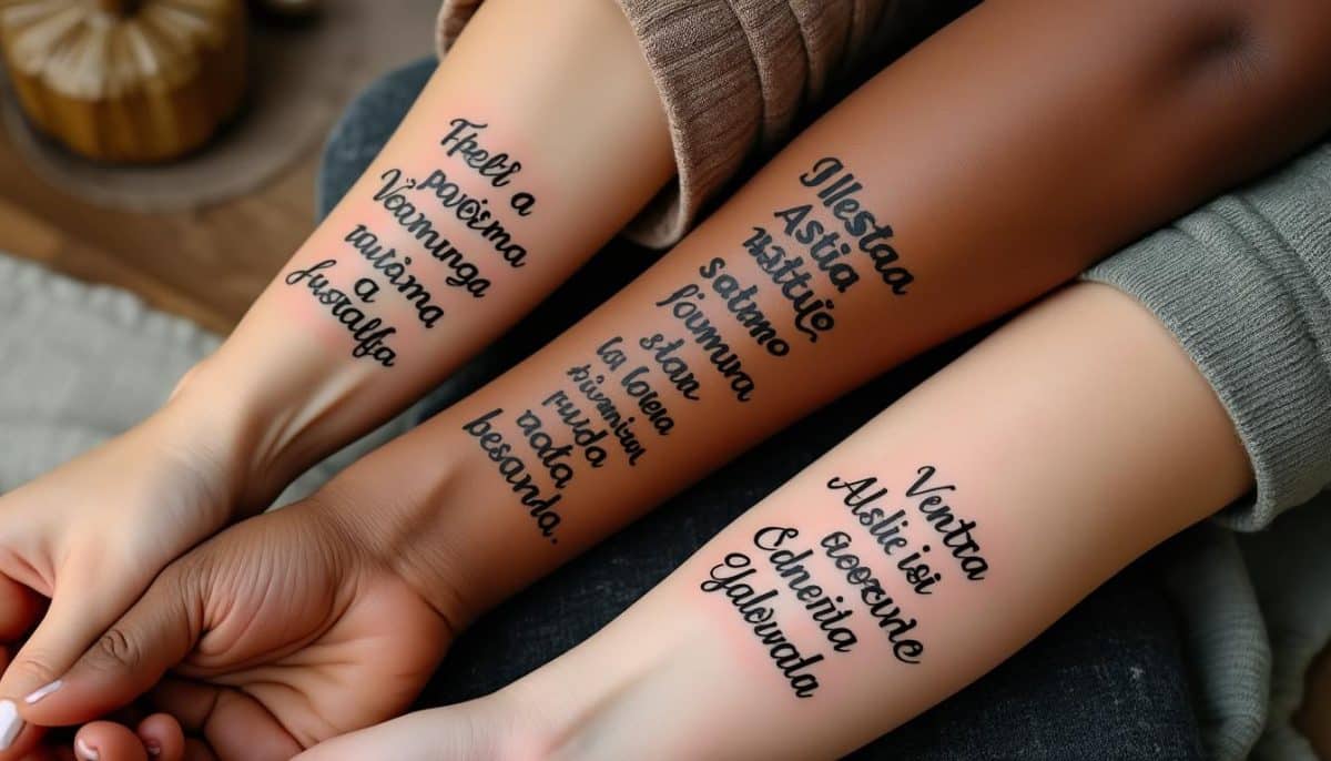 explorez une sélection inspirante d'idées de tatouages de phrases en italien, accompagnées de leurs significations, pour vous aider à choisir le tatouage temporaire parfait qui reflète vos sentiments et votre style.