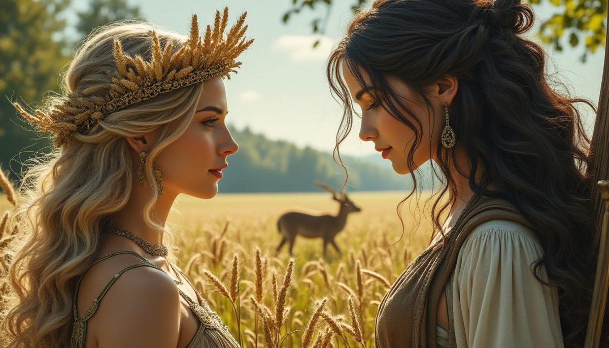 découvrez les déesses grecques déméter et artémis, leur rôle mythologique et les symboles qui les représentent dans la mythologie antique.