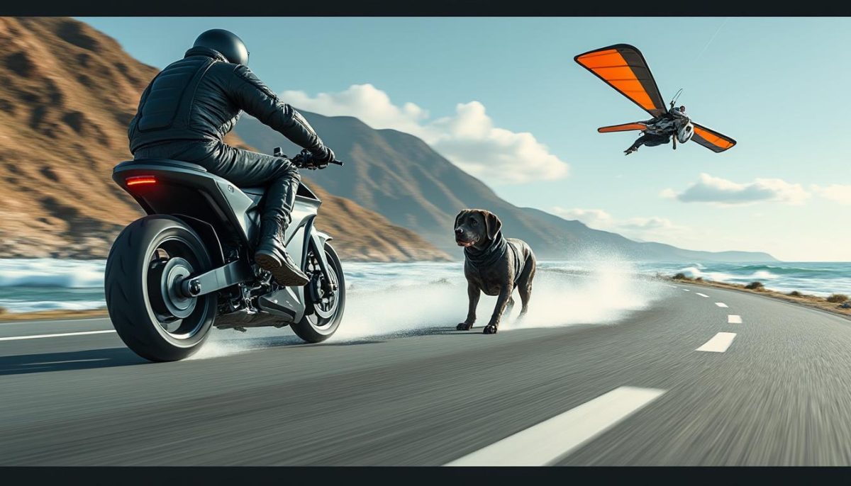 découvrez 'chaser', un film captivant alliant aventure et technologie, où le vélo électrique, la planche de wingfoil et une veste innovante pour chien créent une expérience unique et passionnante.