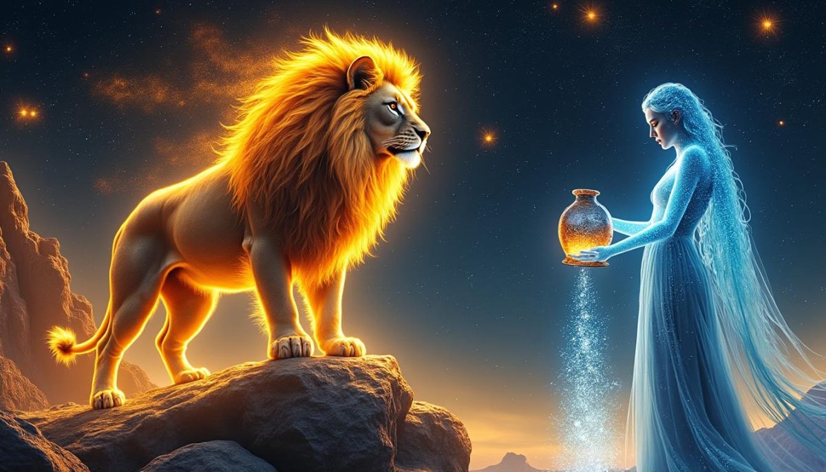 découvrez l'interprétation astrologique du nœud nord en lion et du nœud sud en verseau, leur signification profonde et leur impact sur votre chemin de vie.