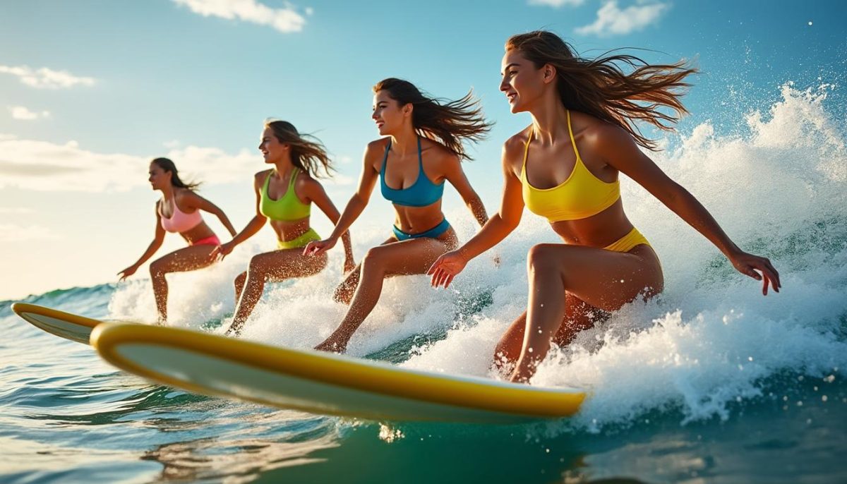 plongez dans l'univers des surfeuses les plus élégantes et captivantes du moment, alliant passion, style et performance sur les vagues.