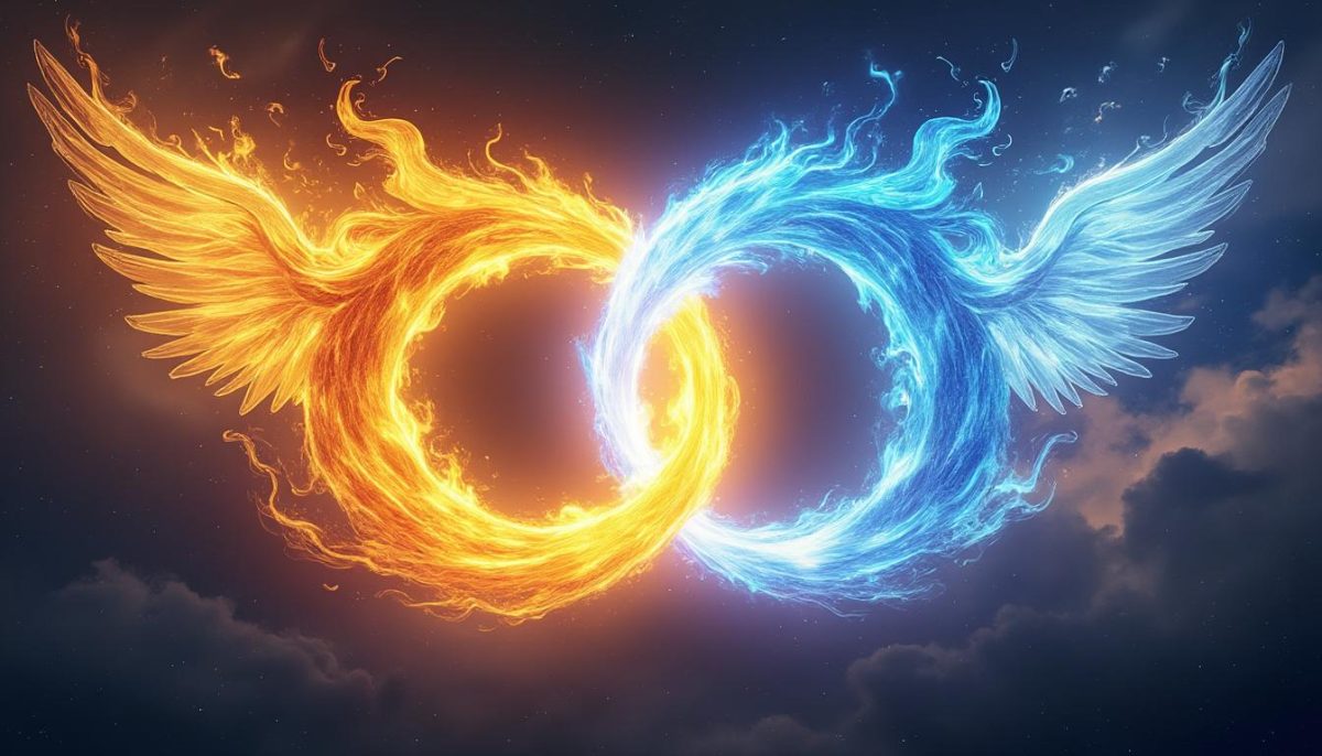 découvrez le symbole puissant de la flamme jumelle, représentant l'amour sacré et le message des anges, une connexion spirituelle profonde et transformative.